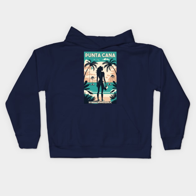 A Vintage Travel Art of Punta Cana - Dominican Republic Kids Hoodie by goodoldvintage